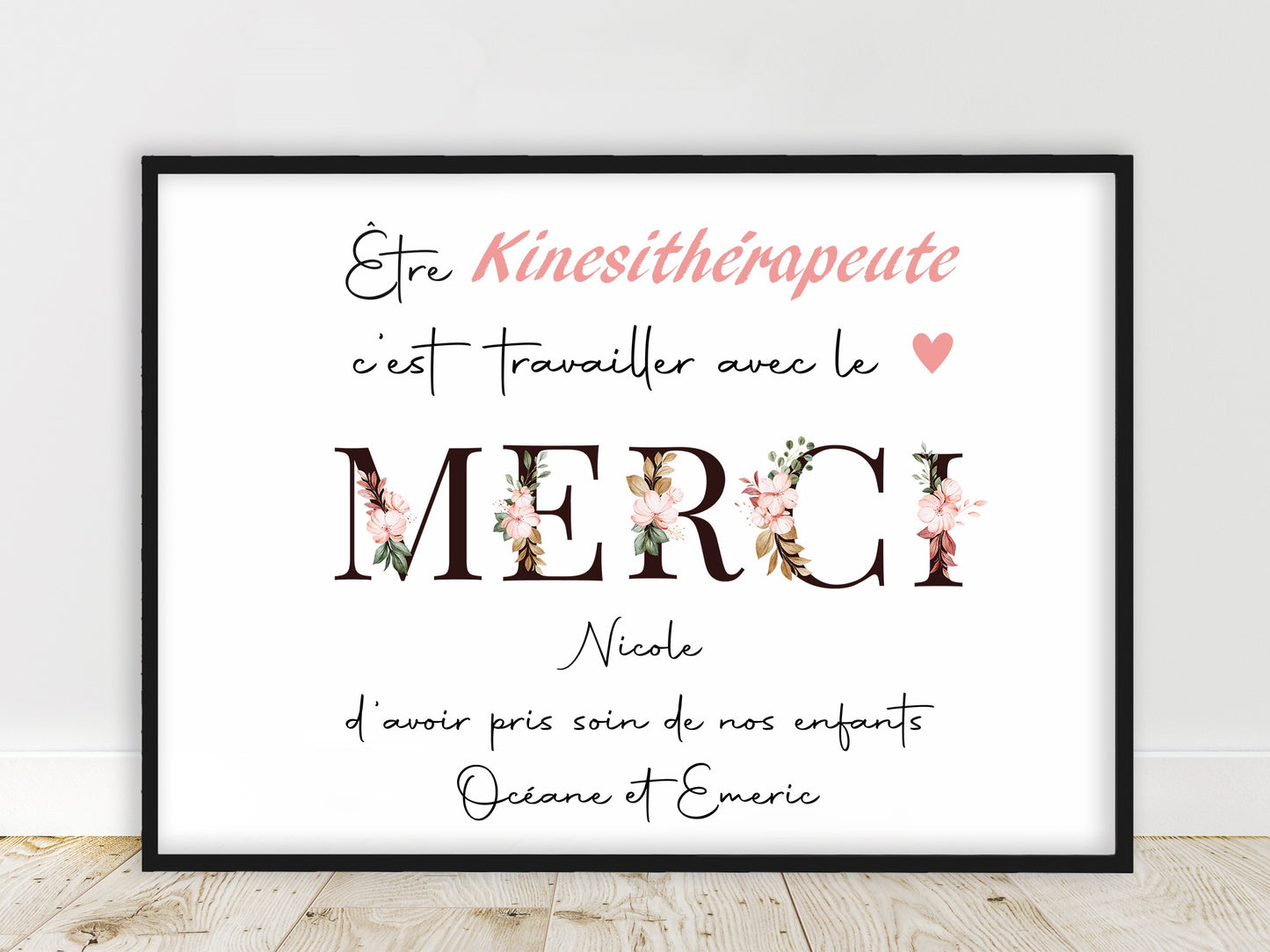 Affiche personnalisée Kinésithérapeute - Œuvre numérique, faite main pour un cadeau original