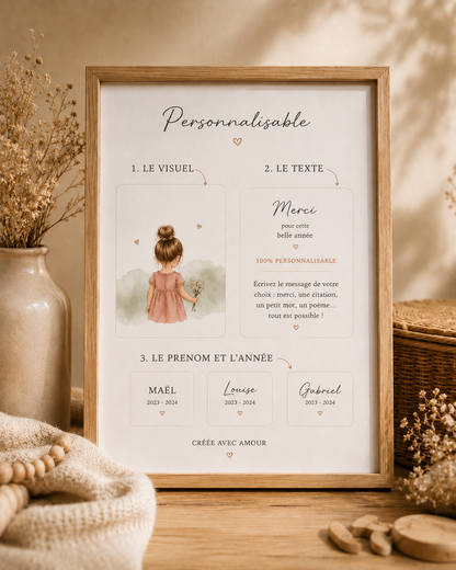 Affiche personnalisée avec texte, prénom et année scolaire modifiables