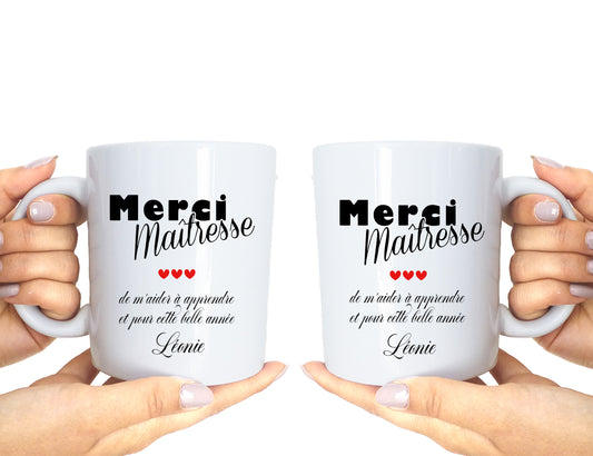 Mug Cadeau Nounou Personnalisé en France – Merci Maîtresse, ATSEM, Aesh – Livraison rapide