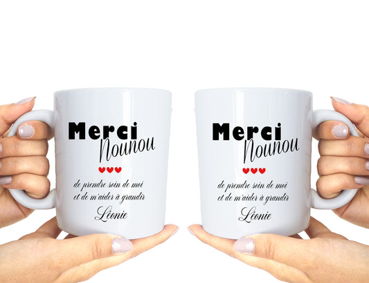 Mug Cadeau Nounou Personnalisé en France – Merci Maîtresse, ATSEM, Aesh – Livraison rapide