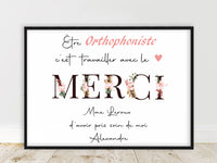 Affiche personnalisée Orthophoniste - Fait main en France, parfaite pour un cadeau personnalisé