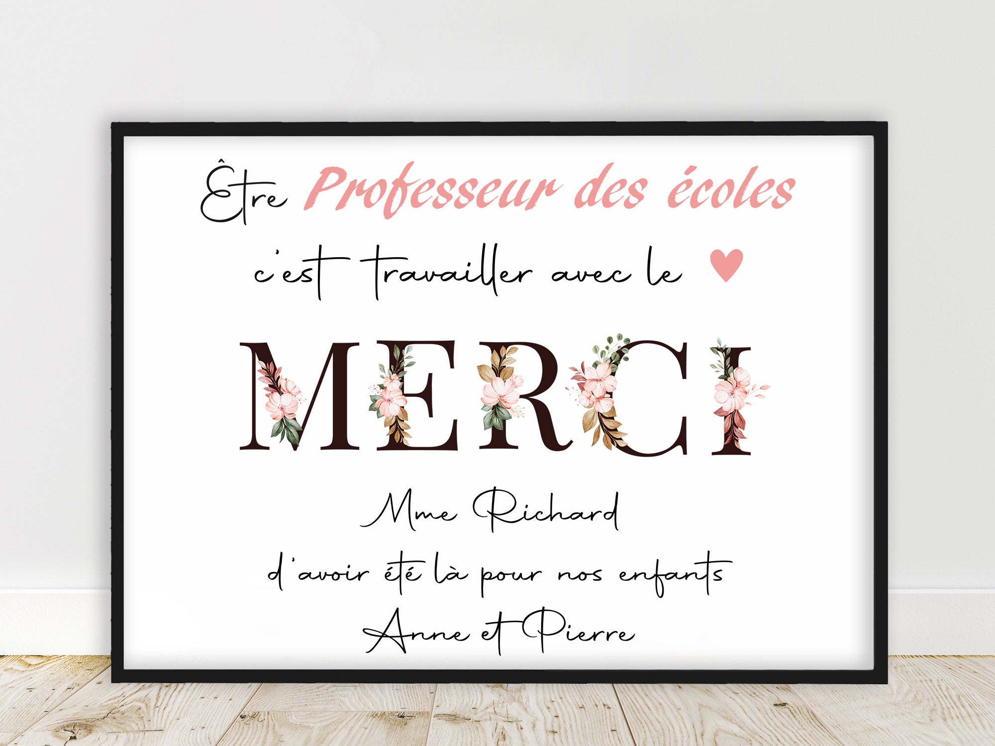 Affiche personnalisée Professeur des Écoles - Création artisanale, un cadeau mémorable pour un enseignant