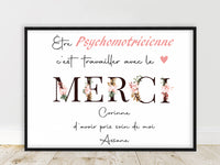 Affiche personnalisée Psychomotricienne - Œuvre originale faite main, un cadeau parfait pour une professionnelle