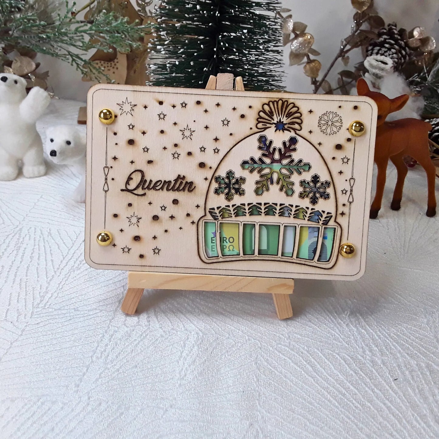 Carte cadeau bois personnalisée – Gravure laser artisanale unique - Idée Noël #4