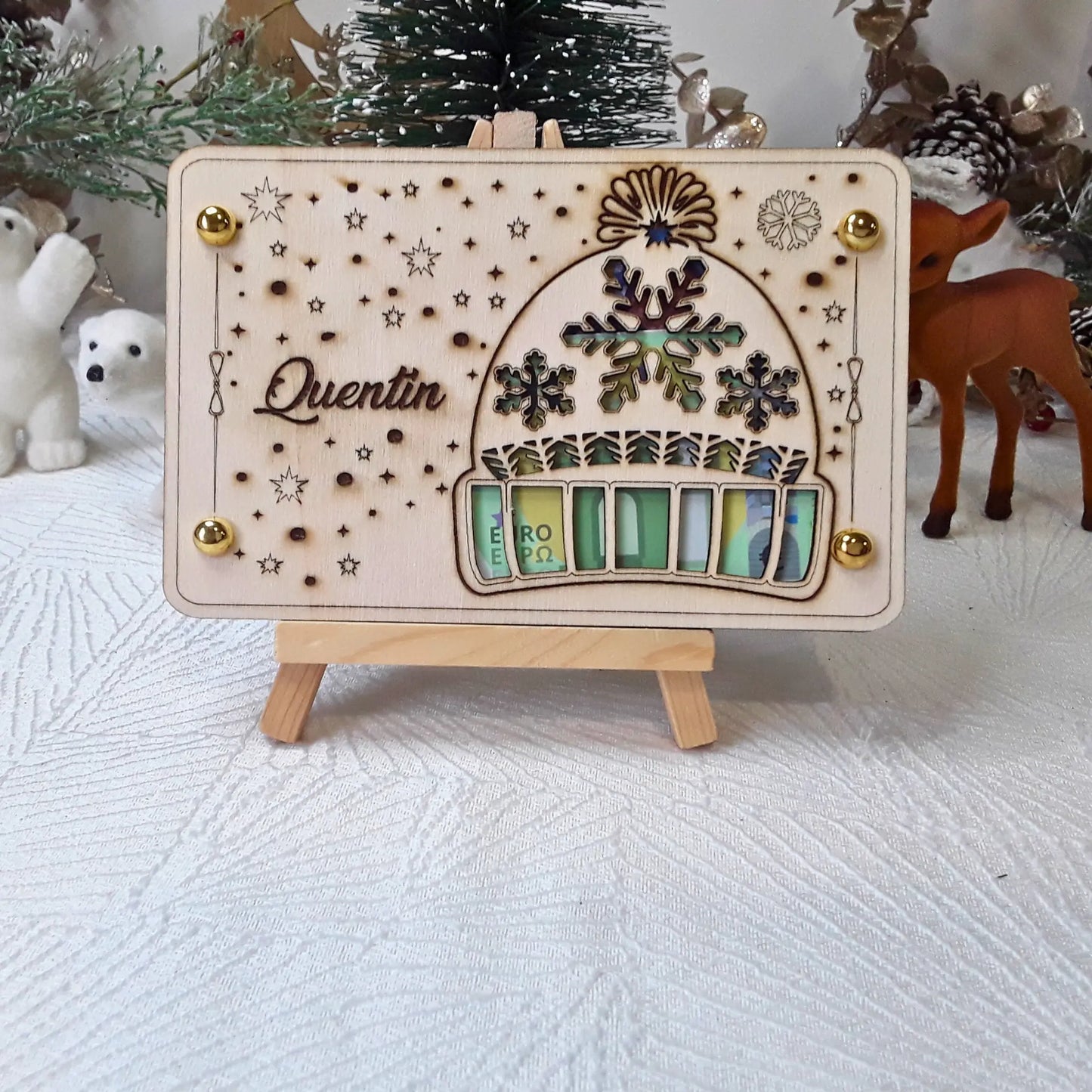 Carte cadeau bois personnalisée – Gravure laser artisanale unique - Idée Noël #4