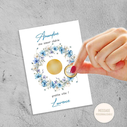 Carte à gratter personnalisée - Cadeau témoin, demoiselle d'honneur - Invitation Mariage - Made in France