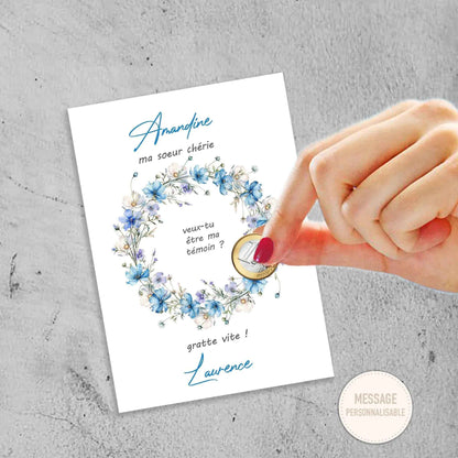 Carte à gratter personnalisée - Cadeau témoin, demoiselle d'honneur - Invitation Mariage - Made in France