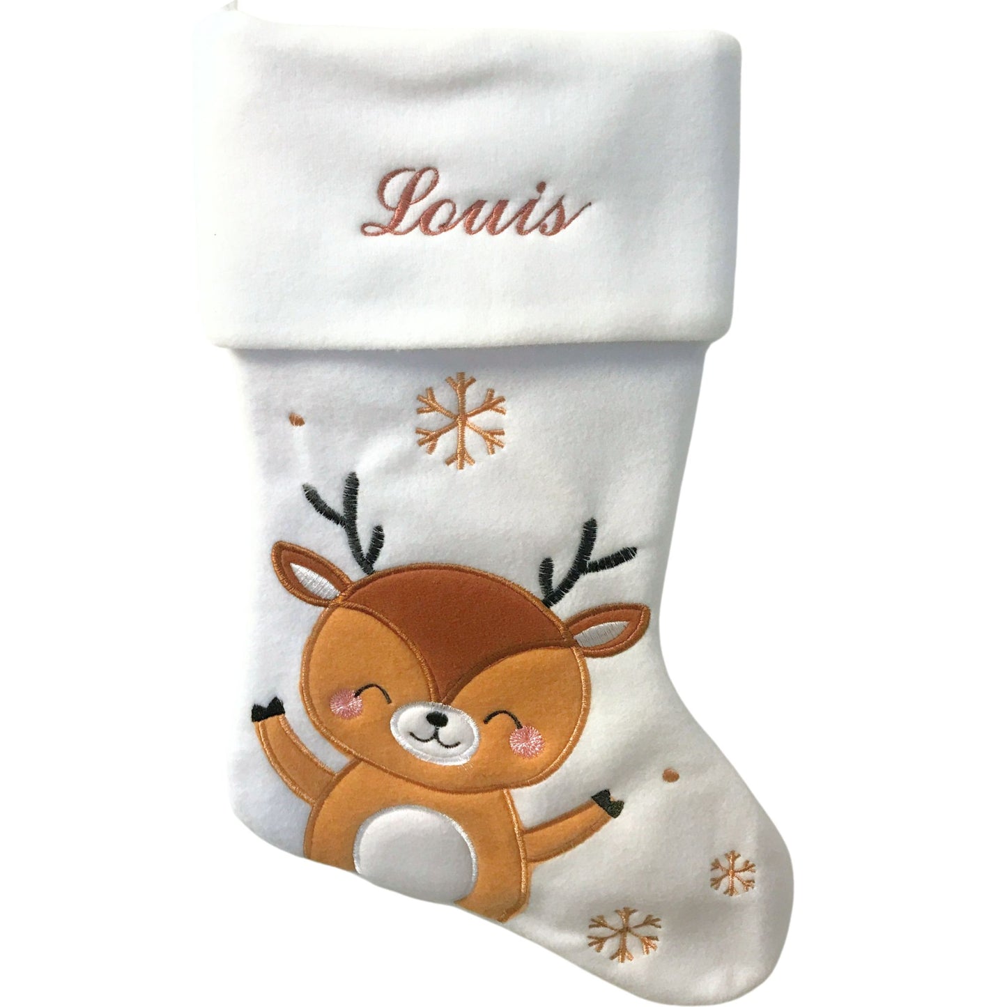 Chaussette de Noël Personnalisée - Prénom Brodé - Fait Main en France - Envoi rapide - Couleur fil et Motif au choix