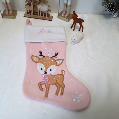 Chaussette de Noël Personnalisée - Prénom Brodé - Fait Main en France - Couleur fil et Motif au choix