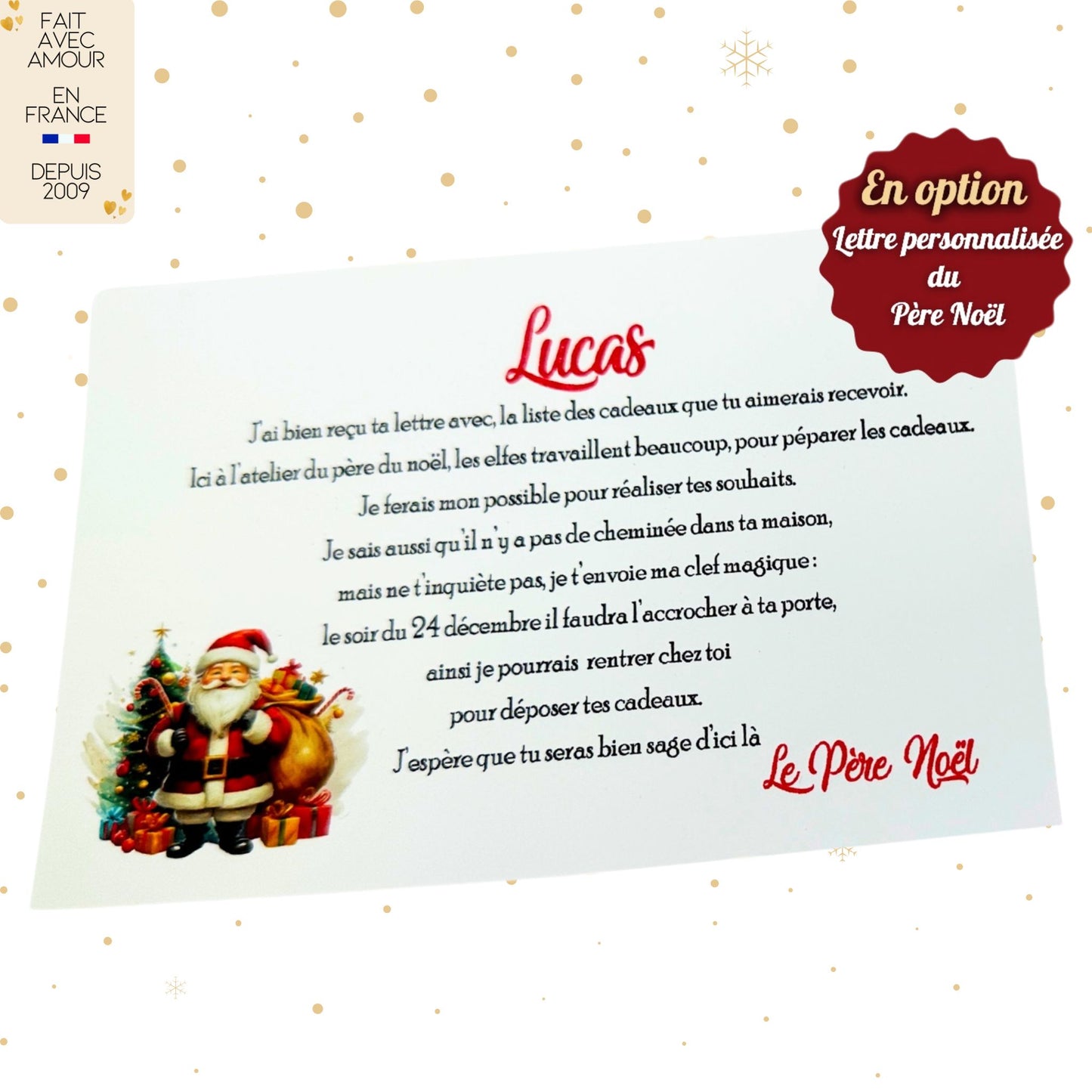 Clé Magique du Père Noël - Cadeau enfant sage - Accessoire Noël tendance - Cadeau personnalisé enfant - Fait main en France