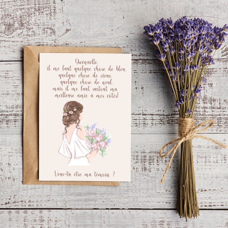 Customizable bohemian theme card, A6 10x15cm, witness request, bridesmaid request, thank you card idea, wedding help