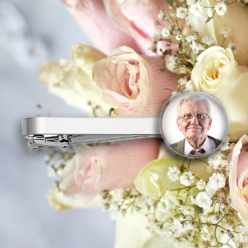 Personalized tie clip, photo or text, future groom gift, emotional jewelry, memory of a loved one, deceased tribute, a unique wedding