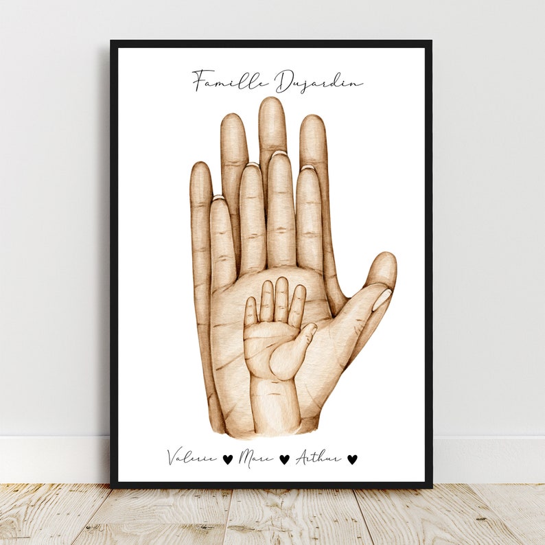 Cadeau de Naissance Personnalisé - Affiche Famille avec Enfant et Animal - Idée Cadeau Fête des Pères - Fête des Mères