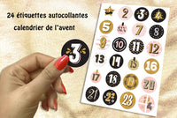 Calendrier de l'Avent avec 24 Stickers Autocollants - Décoration Cadeaux de Noël