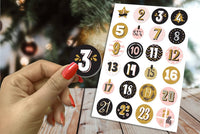 Calendrier de l'Avent avec 24 Stickers Autocollants - Décoration Cadeaux de Noël