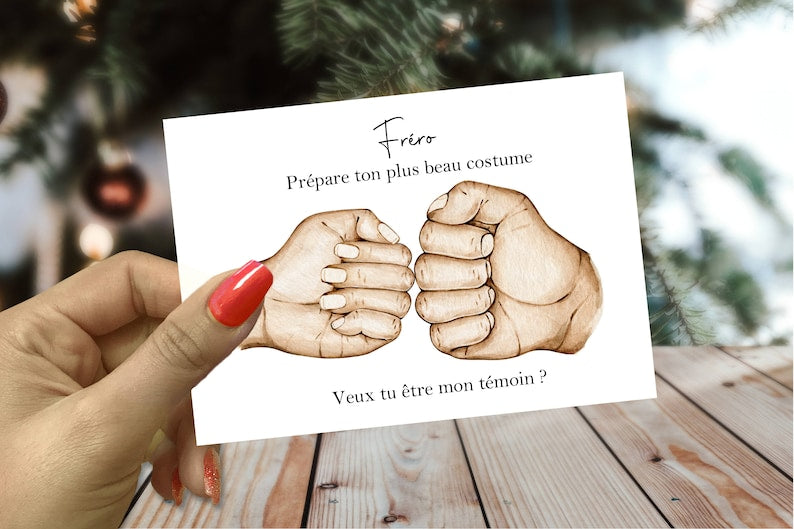 Personalized witness request card, male or female witness, A6 card 10x15cm, personalization of skin color and text, do you want to be, fr