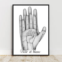 Personalisiertes Porträt, A4-Poster Familie Hand in Hand, Vatertagsgeschenk, Muttertagsgeschenk, Geburtstagsgeschenk