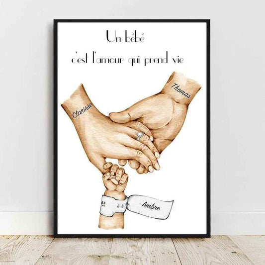 Personalized birth gift, A4 birth bracelet poster, new parents gift, Father's Day gift, Mother's Day