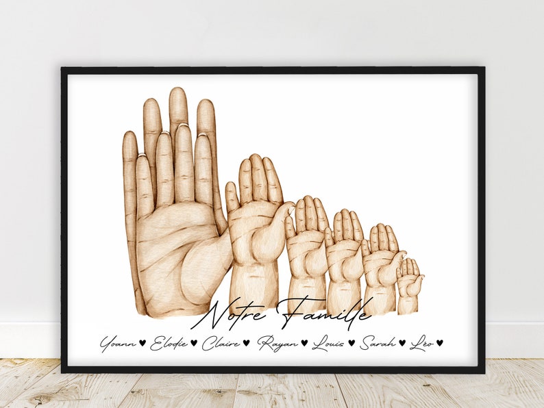 Affiche Famille Personnalisée - Cadeau Fabriqué en France - Format A4 ou A3 - Cadeau de Naissance, Fête des Pères, Fête des Mères