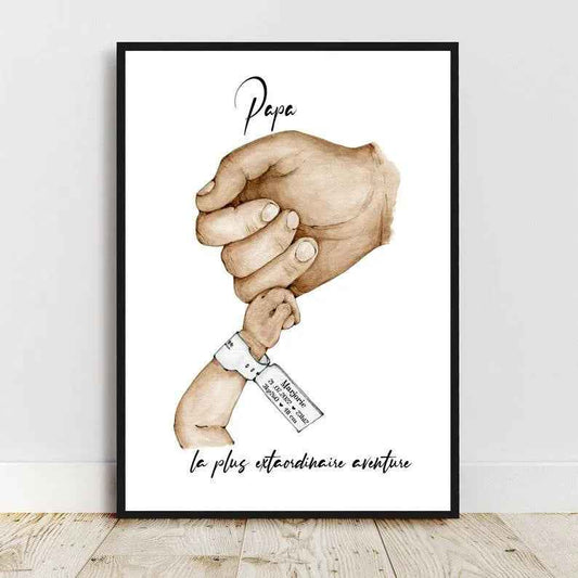 Birth gift for DAD, A4 or A3 birth bracelet poster, dad baby hand, Father's Day gift, Mother's Day gift, Christmas gift