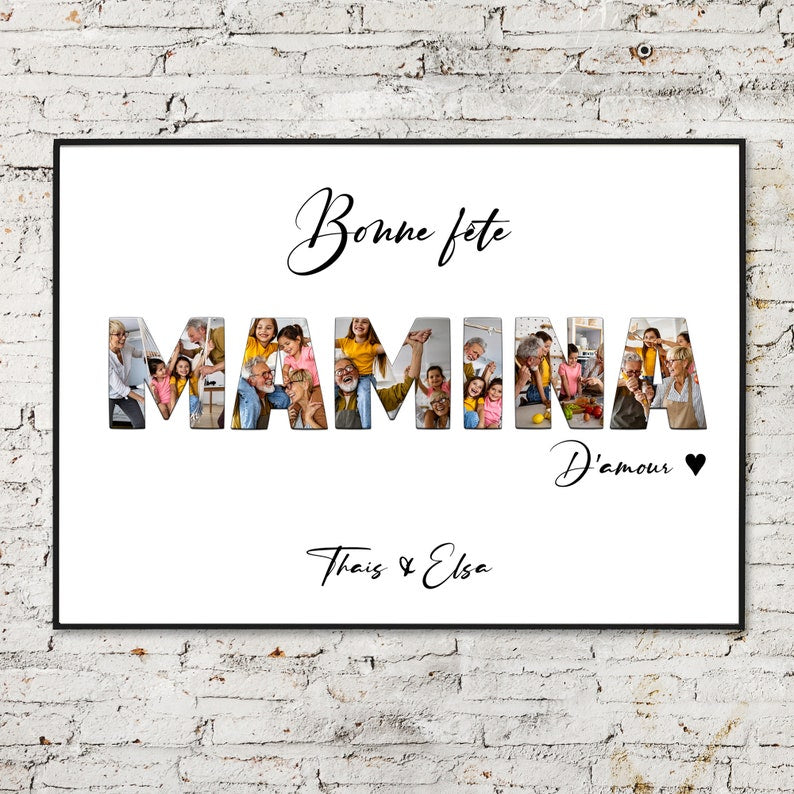 Grandma gift, gift for wife, Happy Mother's Day, personalized A3 or A4 poster with photograph, optional frame, Grandmother's Day