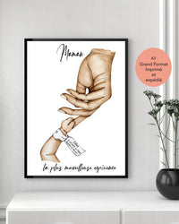 Affiche famille personnalisée, format au choix, affiche bébé, bracelet de naissance, cadeau de naissance, cadeau pour maman, imprimée et expédiée