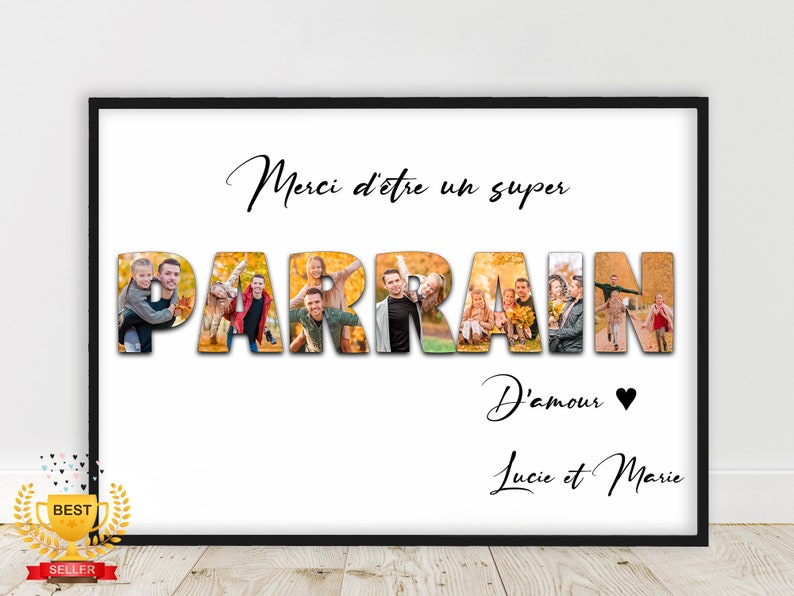 Gift for Godfather, gift for Godmother / PROMO/ Personalized word photo poster, Happy birthday Grandma poster, customizable text