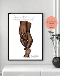 Affiche famille personnalisée, atelier artisanal français, format A3 imprimée et expédiée, cadeau de naissance, cadeau personnalisé pas cher