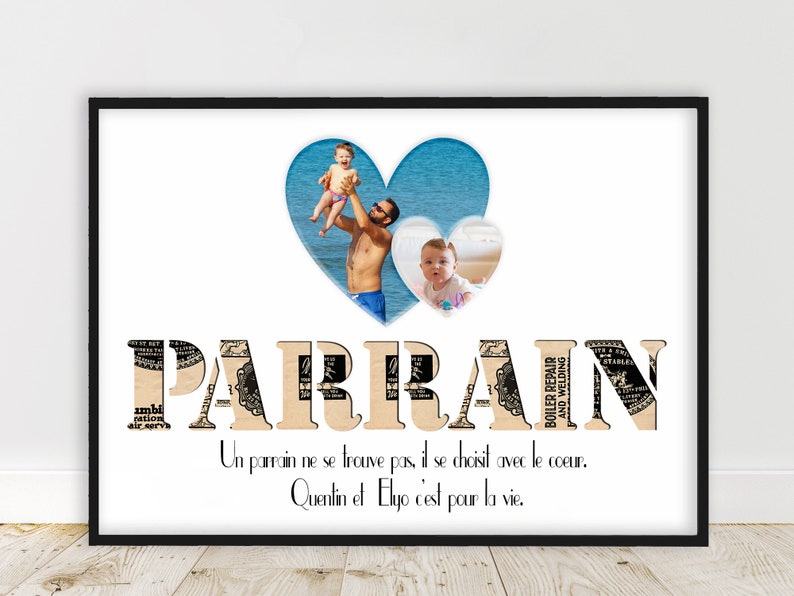 Regalo per padrino e madrina personalizzato, poster personalizzato con fotografia, regalo battesimo per ragazza, regalo battesimo