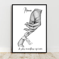 Affiche famille personnalisée, format au choix, affiche bébé, bracelet de naissance, cadeau de naissance, cadeau pour maman, imprimée et expédiée