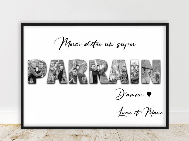 Gift for Godfather, gift for Godmother / PROMO/ Personalized word photo poster, Happy birthday Grandma poster, customizable text