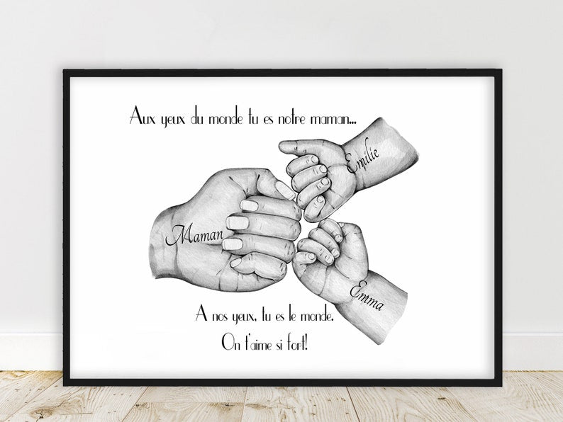 Personalized poster, A3 poster, optional frame, godmother gift, wall art, wall decoration