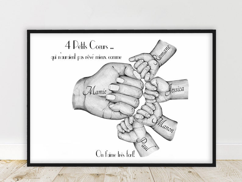 Personalized poster, A3 poster, optional frame, godmother gift, wall art, wall decoration