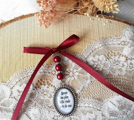 Wedding medallion for bouquet of flowers, customizable with photo or text, pearl color and customizable ribbon, souvenir, memorial