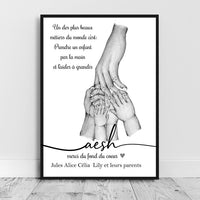 Affiche A4 pour Tatie, Nounou, Aesh, Atsem Maîtresse,  nombre d'enfant personnalisable, cadeau fin d'année scolaire