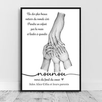 Affiche A4 pour Maîtresse, Nounou, Aesh, Atsem, nombre d'enfant personnalisable, cadeau fin d'année scolaire