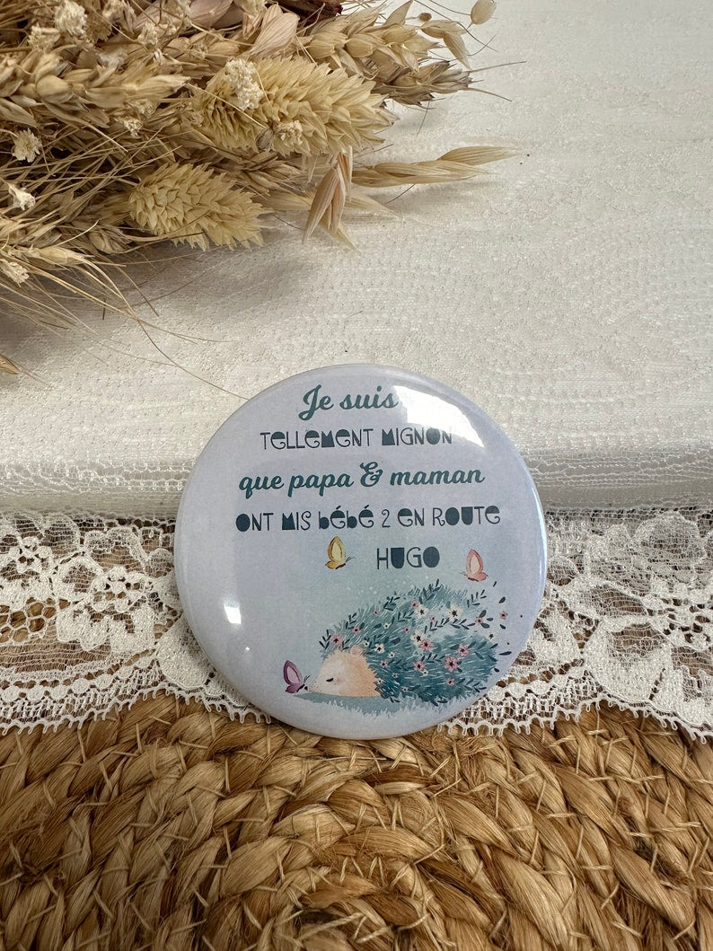 Taschenspiegel, personalisiertes Abzeichen oder Magnet, Geschenkideen zum Muttertag, zur Ankündigung der Schwangerschaft, Größe 75 mm