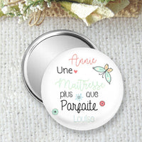 pocket mirror, personalized badge or magnet, gift for a school teacher, give a gift to your teacher, size 75mm