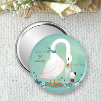 miroir de poche, badge ou magnet personnalisé 75mm, pour baptême, anniversaire, cadeau à la famille, annonce grossesse avec texte et dessin