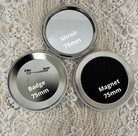 pocket mirror, personalized badge or magnet, gift ideas for grandma, for Grandmother's Day, size 75mm, grandma's party