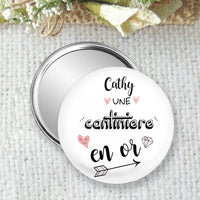 Pocket mirror, personalized badge or magnet 75mm, gift for a gold canteen, gift for school, gift idea to thank