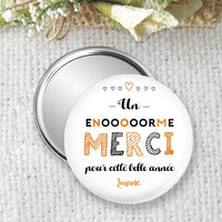 Pocket mirror, personalized badge or magnet 75mm, gift idea for low budget, French manufacturing, gift made to order