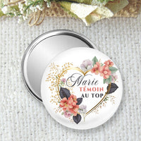 Miroir de poche, badge ou magnet personnalisé 75mm, parfait pour idée cadeau tata, tatie, accessoire pas cher et pratique au quotidien