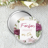 miroir de poche, badge ou magnet personnalisé, idées cadeau pour mamie, pour la fête des grands-mères,  taille 75mm, fte de grand mre