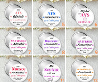 Personalized Pocket Mirror, Badge or Magnet - Size 75mm - Ideal to offer to an Avs - Inexpensive thank you gift for the end of the year