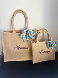 Offer to grab, personalized tote bag set for mother and daughter, women's tote bag, handmade in France, for the pleasure of giving