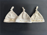 Personalized baby hat, pattern of your choice or set of 3 hats, birth gift, newborn gift, handmade in France, fast delivery