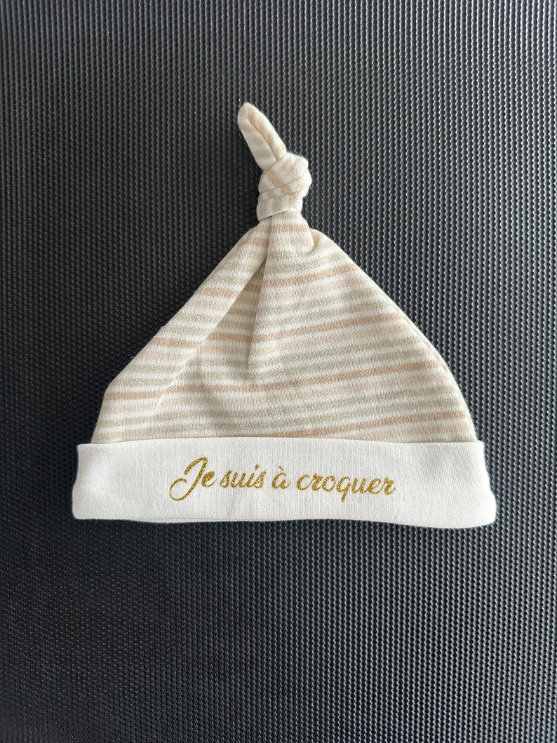 Personalized baby hat, pattern of your choice or set of 3 hats, birth gift, newborn gift, handmade in France, fast delivery