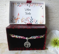 bracelet femme personnalisé avec sa boite cadeau, annonce grossesse texte, bracelet liberty motif au choix, un bracelet fait main en France