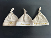 Personalized baby hat, pattern of your choice or set of 3 hats, birth gift, newborn gift, handmade in France, fast delivery